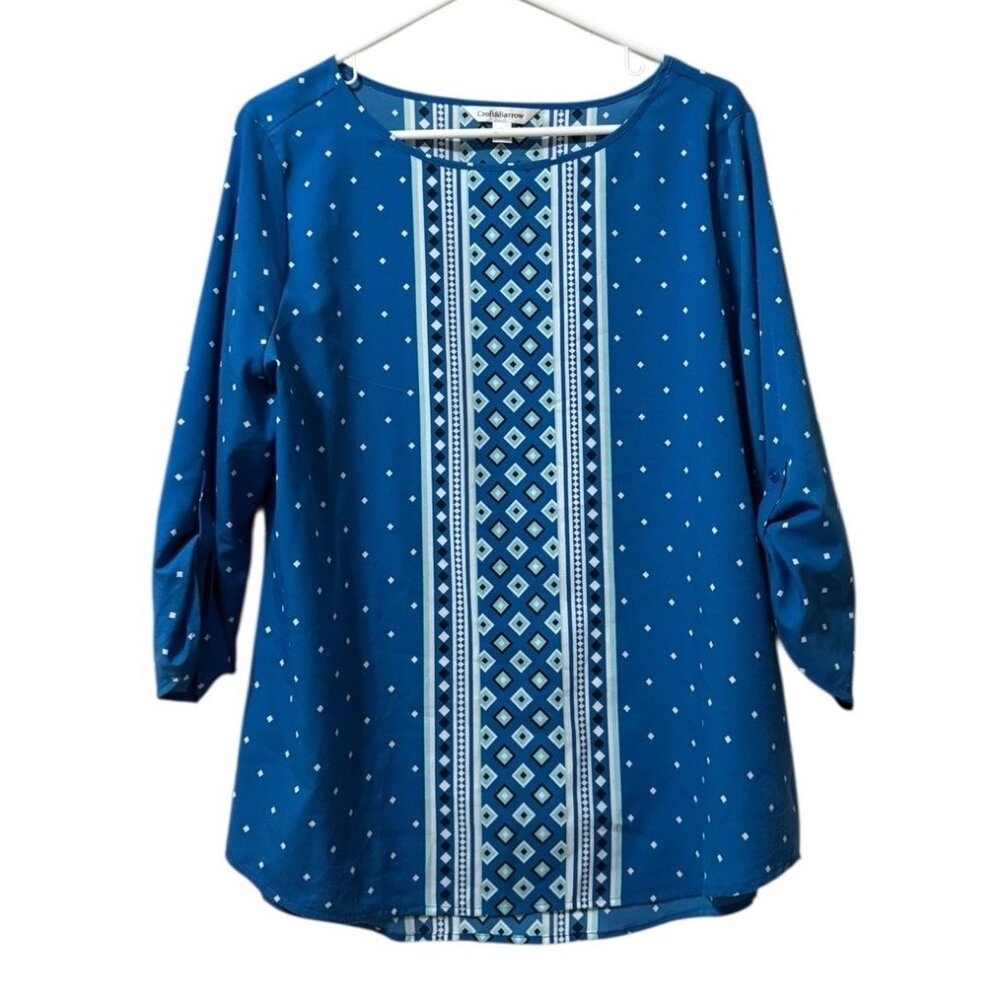 CROFT & BARROW Women Size Large Lightweight Polyester Tunic Top Geometric